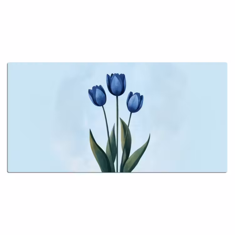 Bureau onderlegger - Tulpen - Blauw - Bladeren — 1