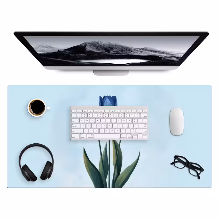 Bureau onderlegger - Tulpen - Blauw - Bladeren — 3