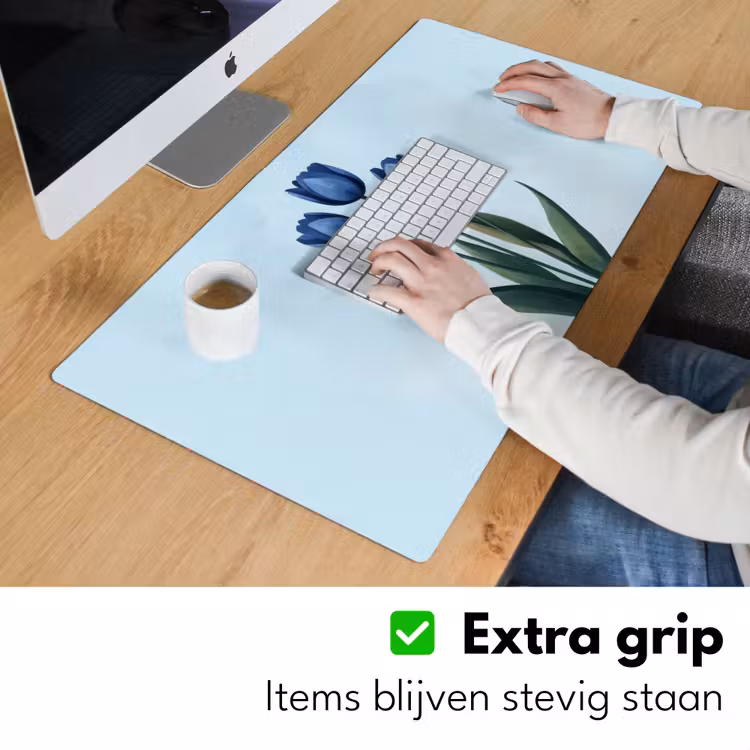 Bureau onderlegger - Tulpen - Blauw - Bladeren — 5