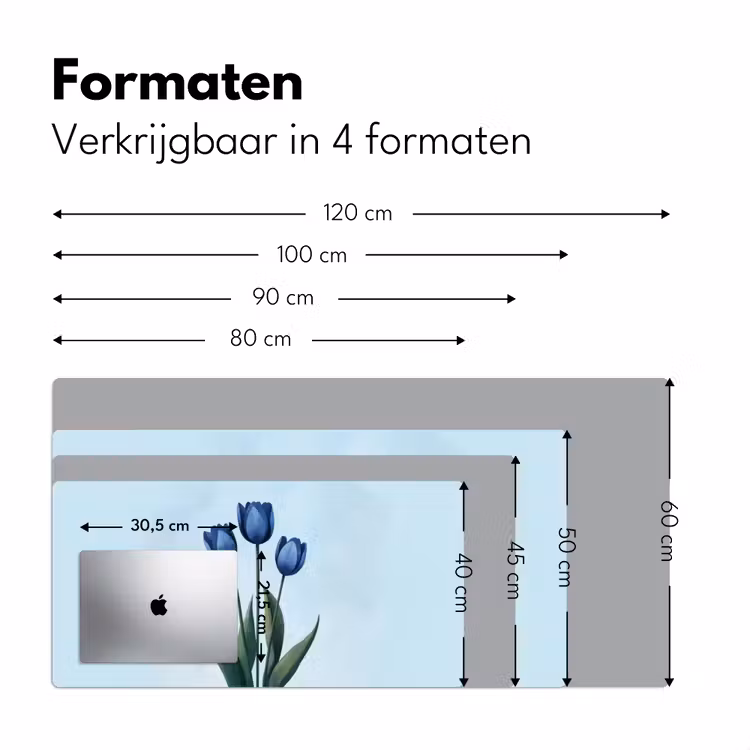 Bureau onderlegger - Tulpen - Blauw - Bladeren — 7