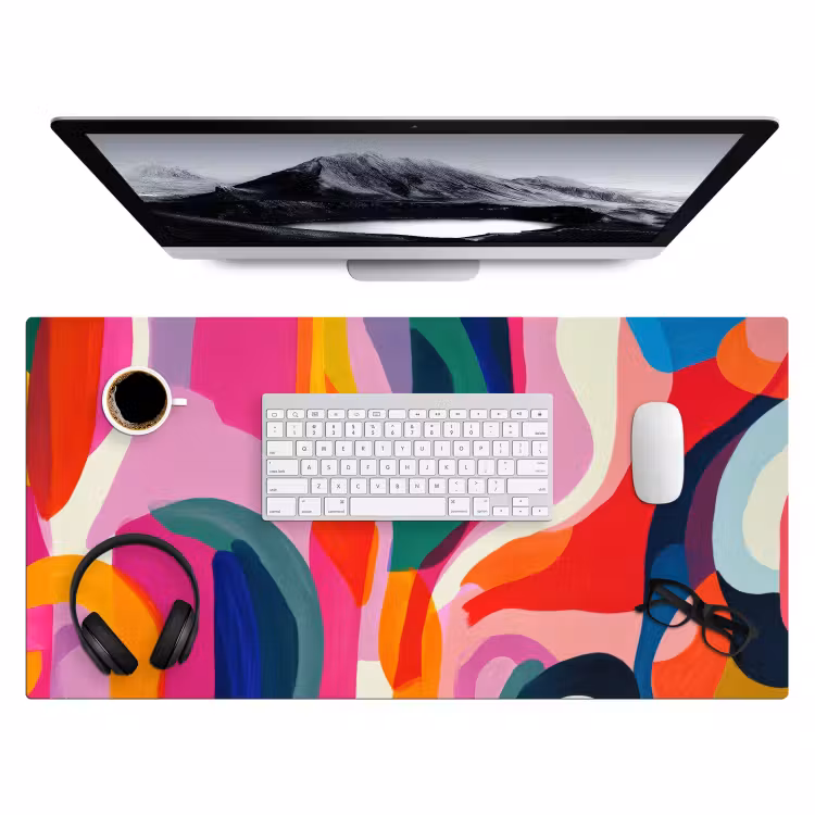Bureau onderlegger - Vormen - Golvend - Abstract - Felroze — 3