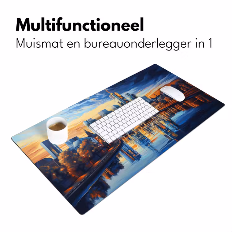 Bureau onderlegger - Zonsondergang Frankfurt - Stad - Skyline - Water — 6