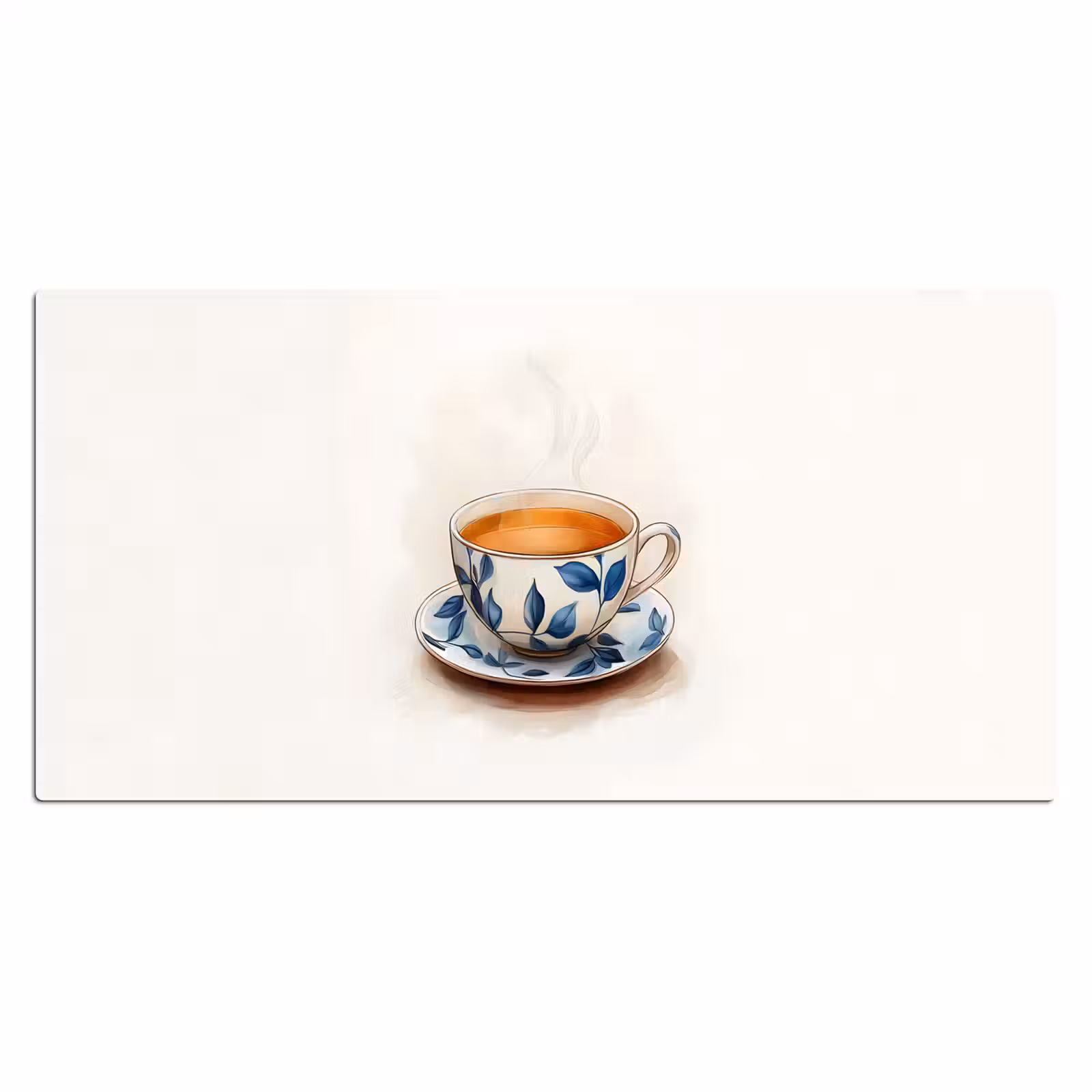 Bureau onderlegger - Theekop - Bladeren - Blauw — 1