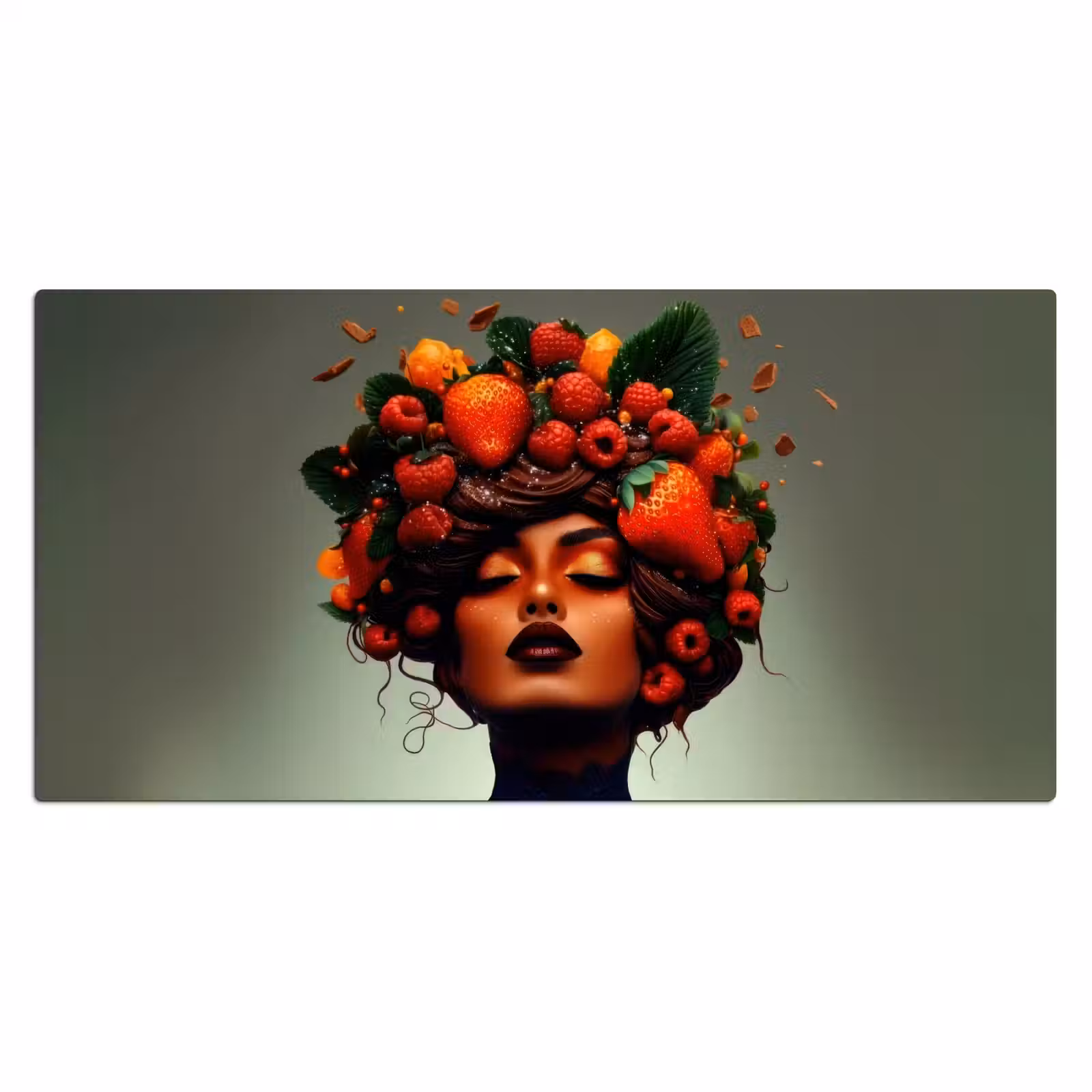 Bureau onderlegger - Vrouw - Chocolade - Frambozen - Aardbeien - Koekjes — 1