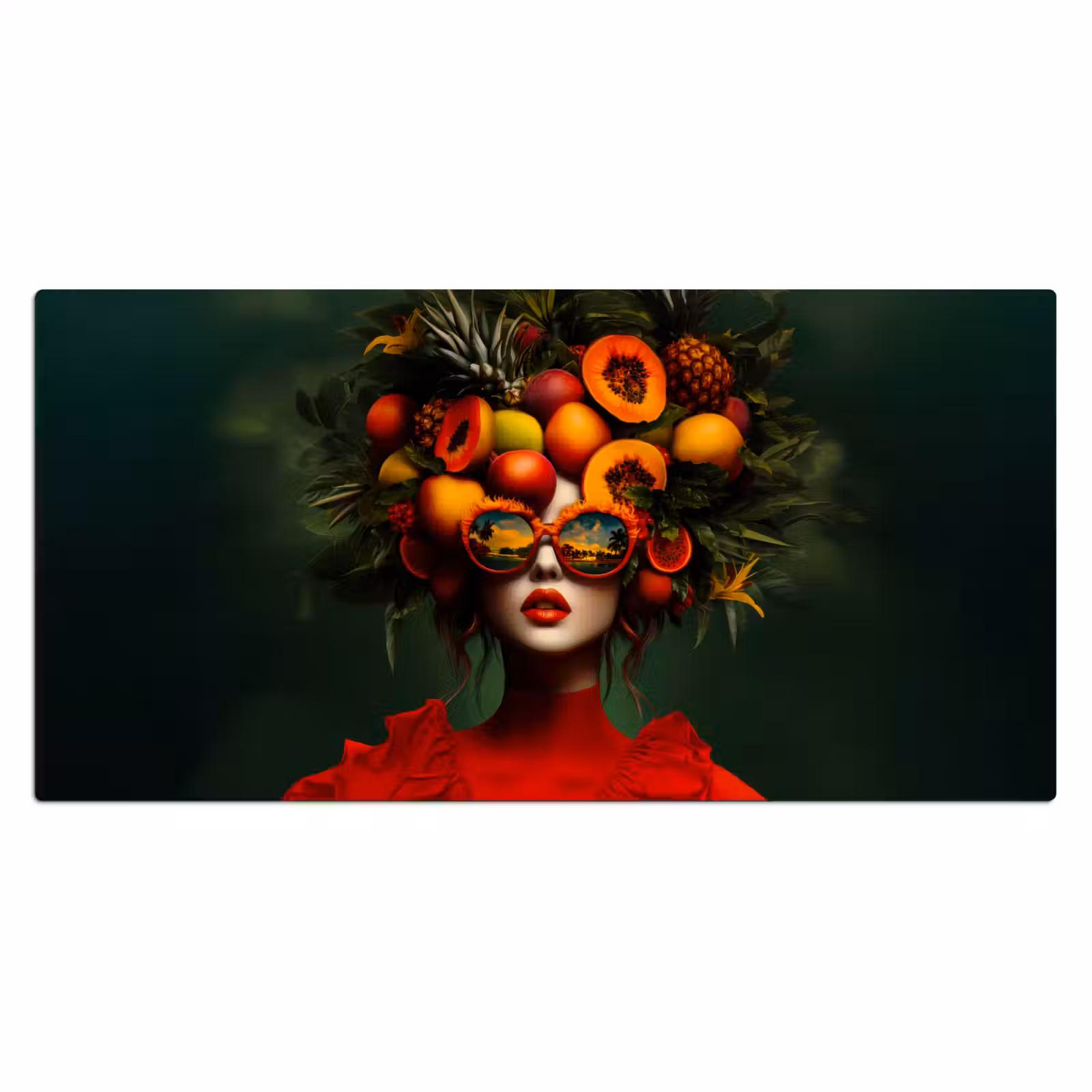 Bureau onderlegger - Vrouw - Vruchten - Papaja - Ananas — 1