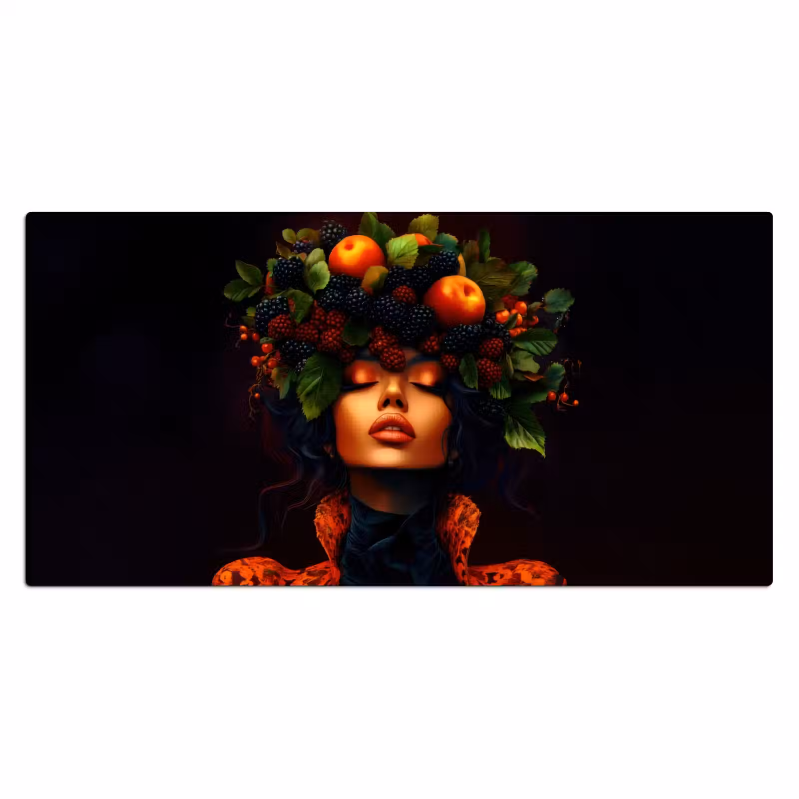 Bureau onderlegger - Vrouw - Zwart - Bessen - Bramen - Appels — 1
