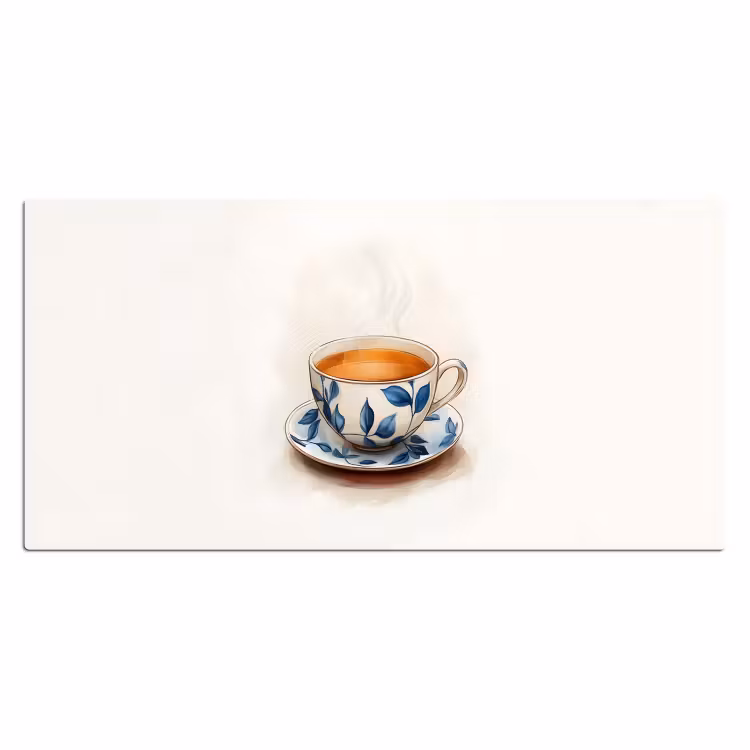 Bureau onderlegger - Theekop - Bladeren - Blauw — 1