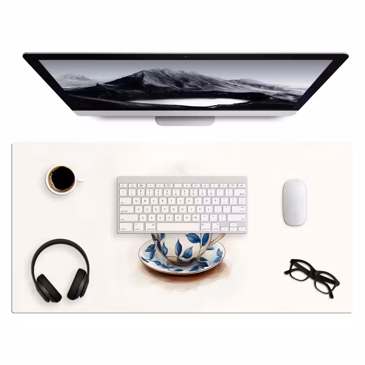 Bureau onderlegger - Theekop - Bladeren - Blauw — 3