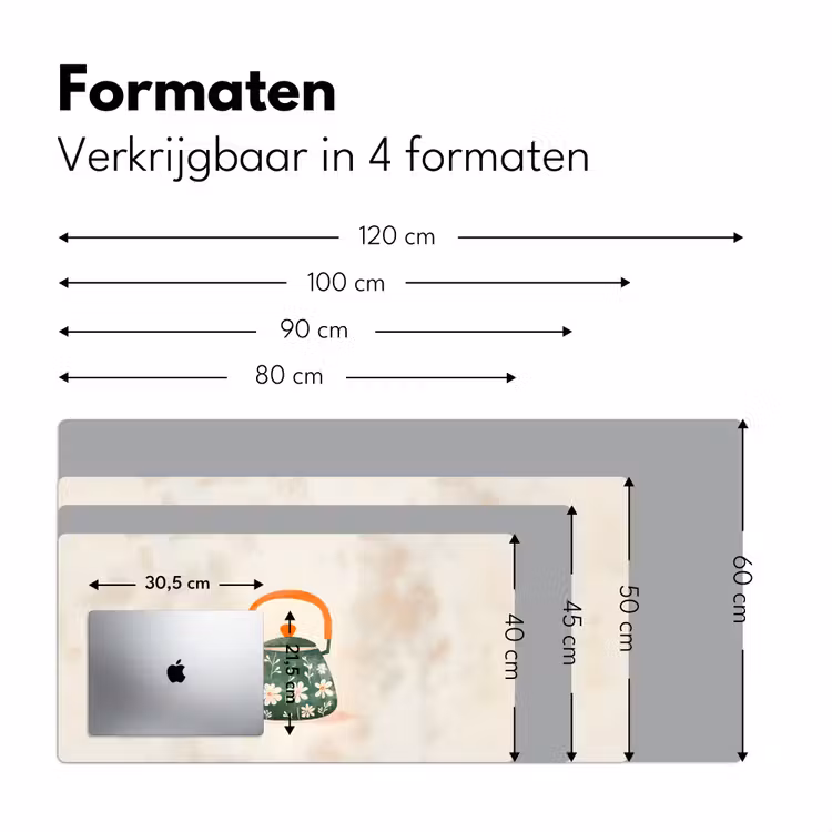 Bureau onderlegger - Theepot - Groen - Bloemen - Oranje — 7