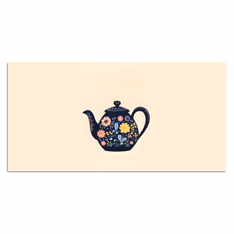 Bureau onderlegger - Theepot - Kleurrijk - Bloemen — 1