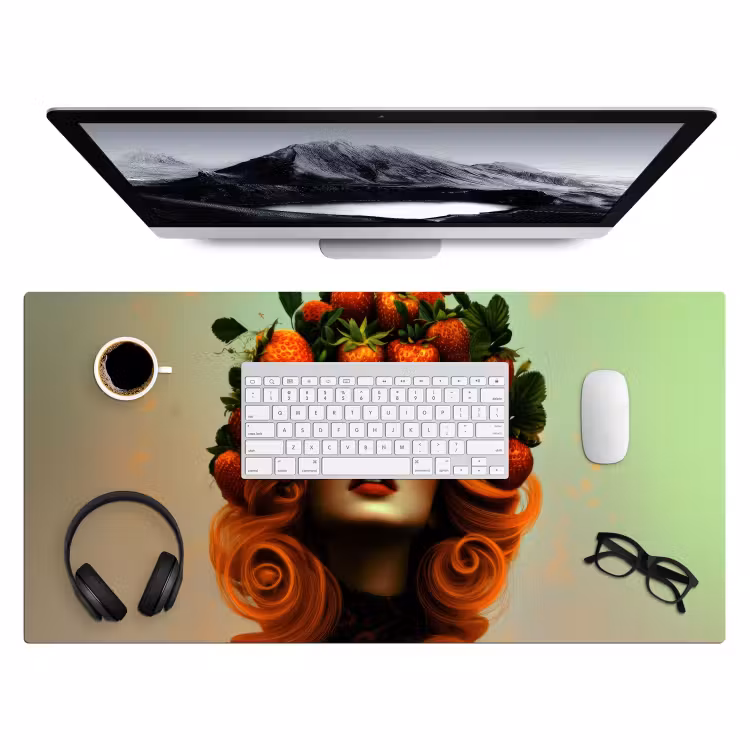 Bureau onderlegger - Vrouw - Aardbeien - Kroon — 3