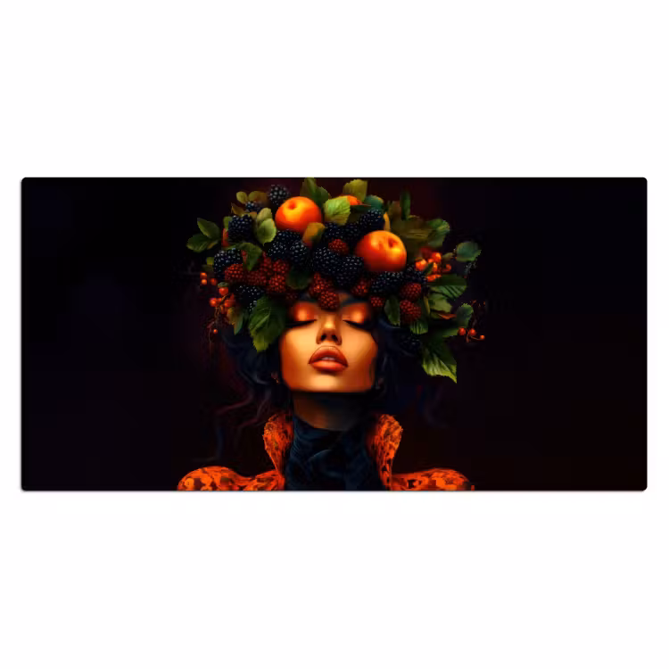 Bureau onderlegger - Vrouw - Zwart - Bessen - Bramen - Appels — 1