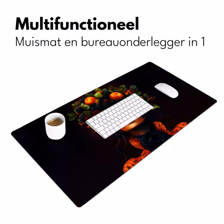 Bureau onderlegger - Vrouw - Zwart - Bessen - Bramen - Appels — 6