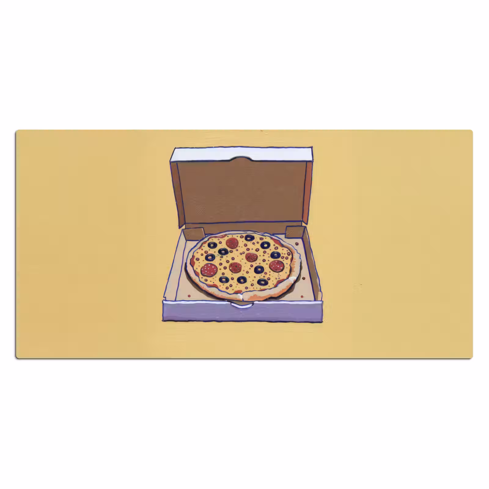 Bureau onderlegger - Pizza - Doos - Salami - Illustratie — 1