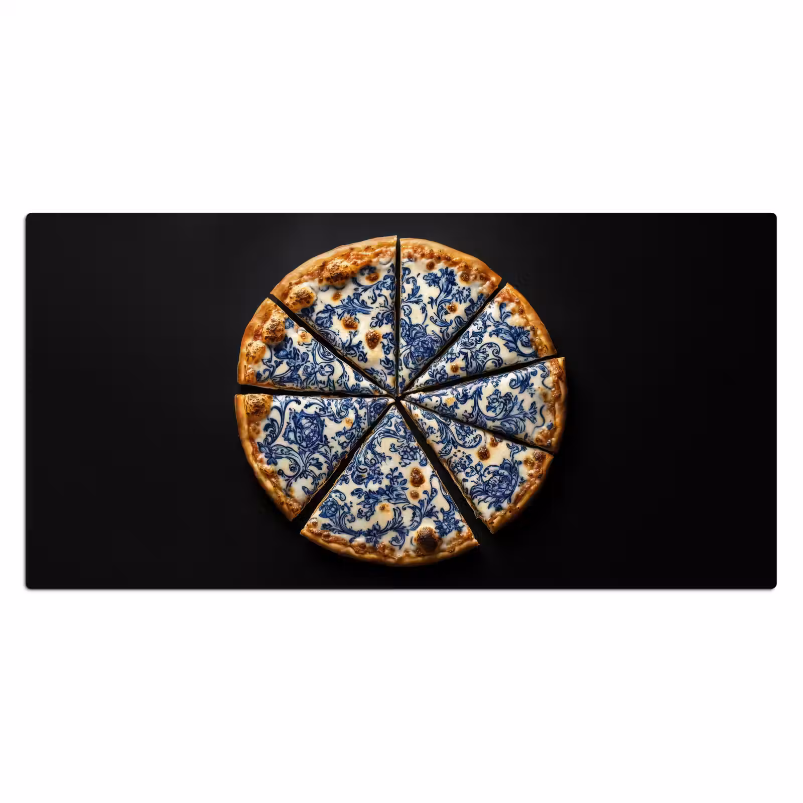 Bureau onderlegger - Pizza - Eten - Delftsblauw — 1