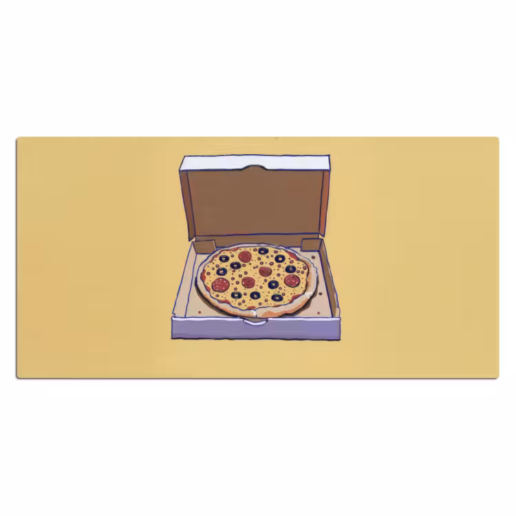 Bureau onderlegger - Pizza - Doos - Salami - Illustratie — 1