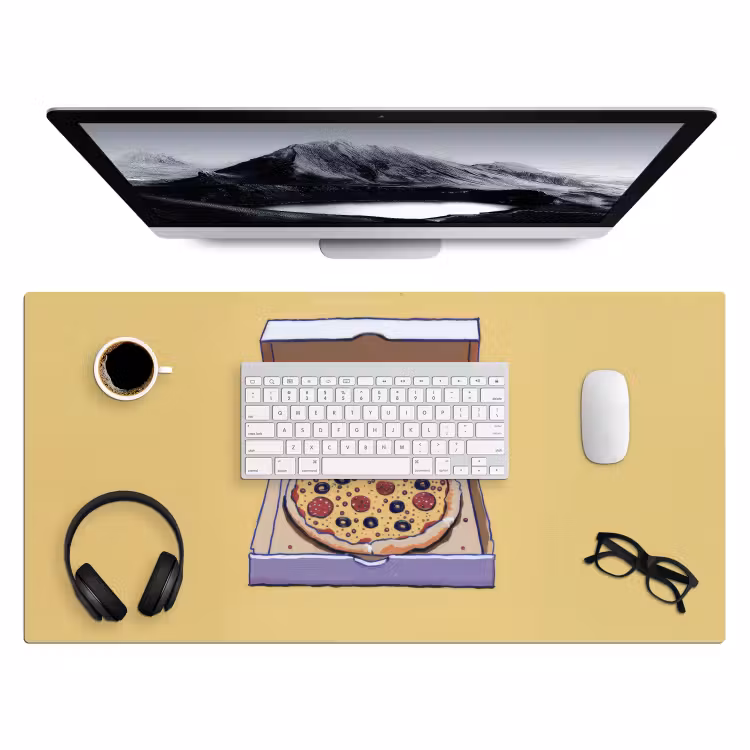 Bureau onderlegger - Pizza - Doos - Salami - Illustratie — 3