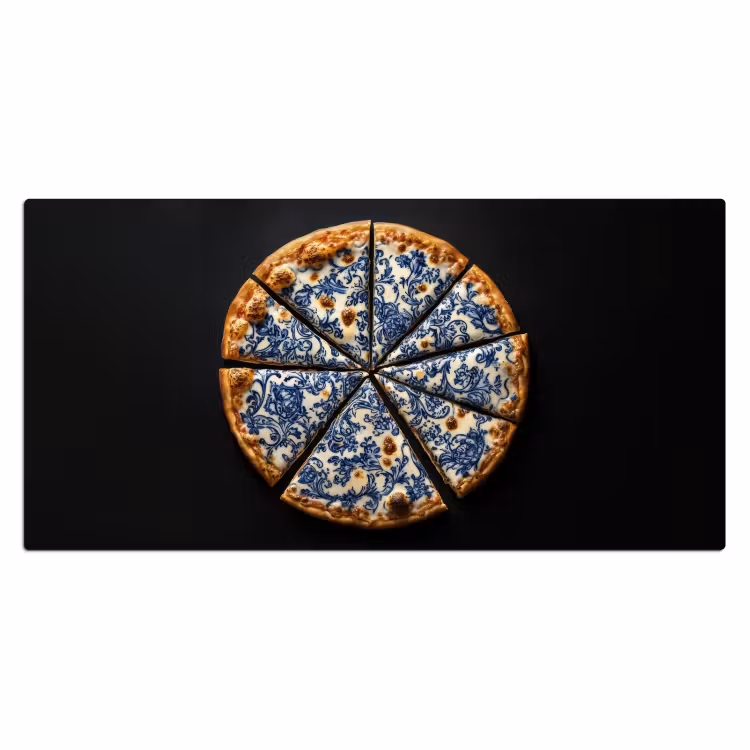 Bureau onderlegger - Pizza - Eten - Delftsblauw — 1