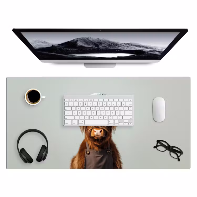 Bureau onderlegger - Schotse Hooglander - Bruin - Hoorns - Kokskleding — 3