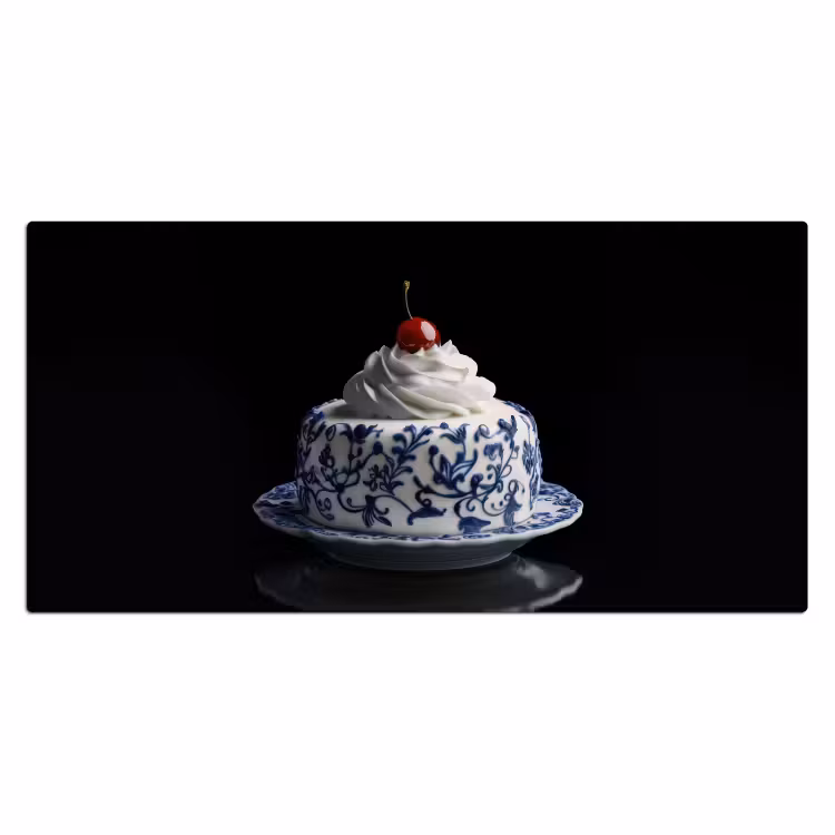 Bureau onderlegger - Taart - Slagroom - Kers - Bord - Delfts blauw — 1