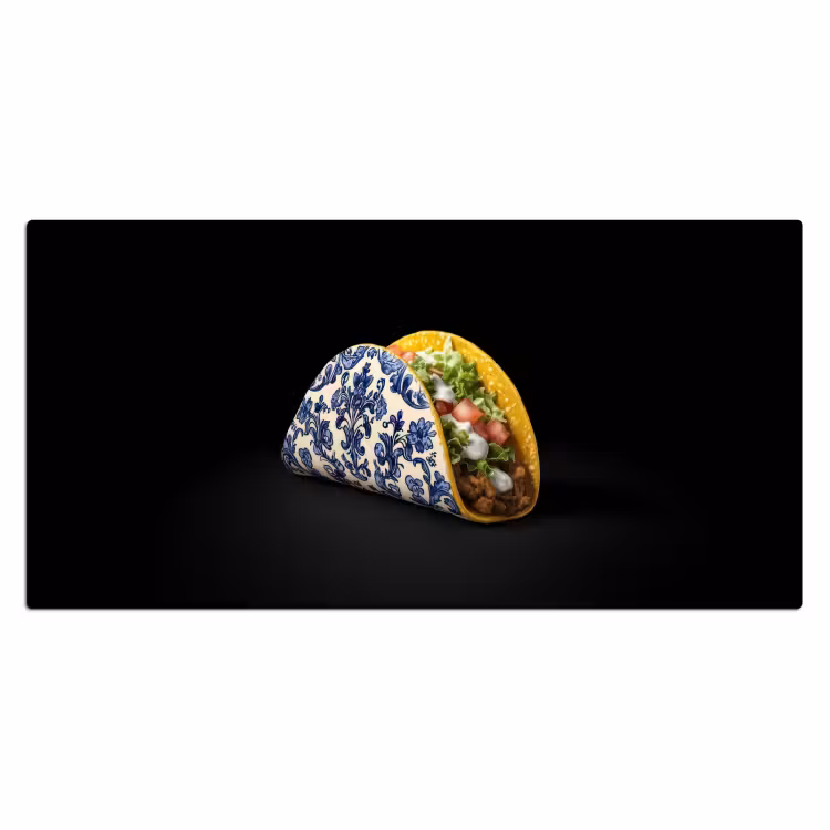 Bureau onderlegger - Taco - Vlees - Salade - Delftsblauw - Motief — 1