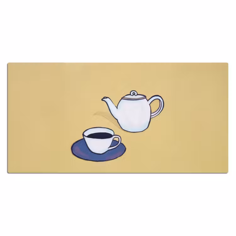 Bureau onderlegger - Theepot - Kopje - Beige - Illustratie — 1
