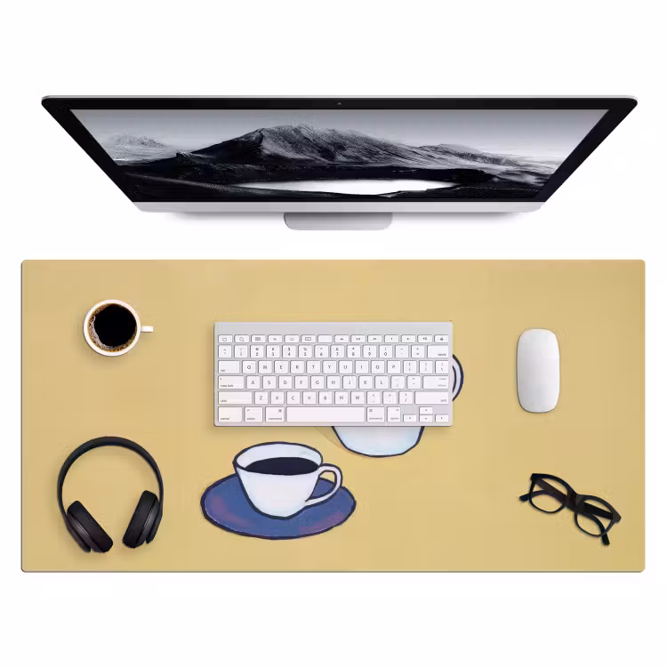 Bureau onderlegger - Theepot - Kopje - Beige - Illustratie — 3