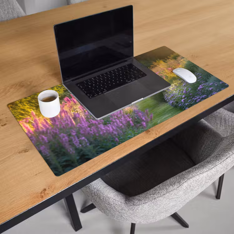 Bureau onderlegger - Tuinhuisje - Blauw - Bloemen — 2