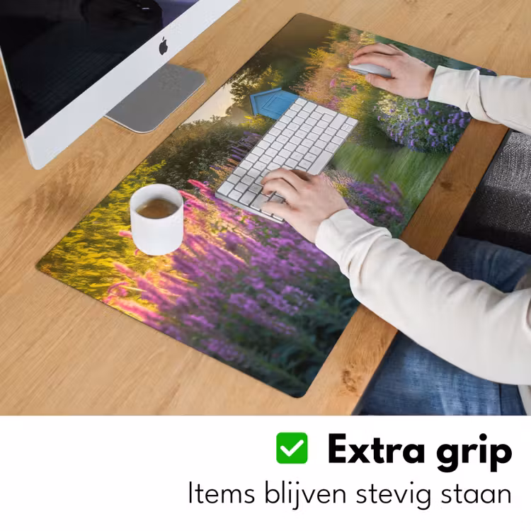 Bureau onderlegger - Tuinhuisje - Blauw - Bloemen — 5