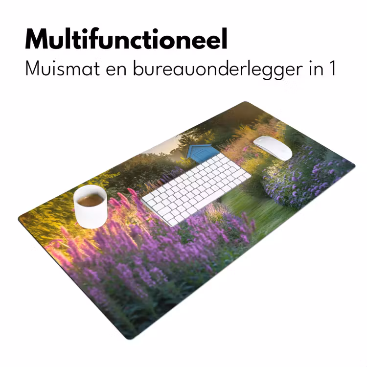 Bureau onderlegger - Tuinhuisje - Blauw - Bloemen — 6