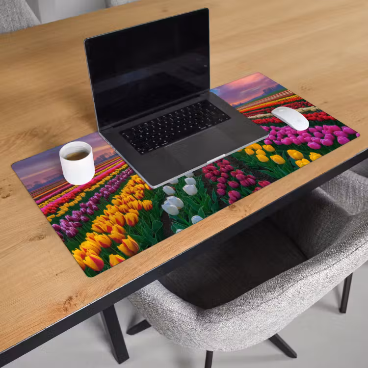 Bureau onderlegger - Tulpenveld - Zonsondergang - Kleurrijk — 2