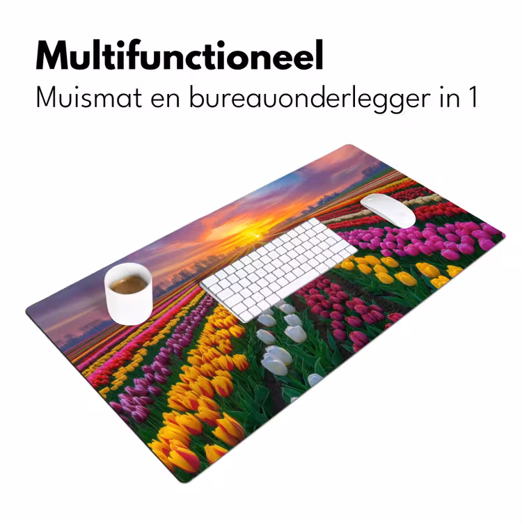 Bureau onderlegger - Tulpenveld - Zonsondergang - Kleurrijk — 6