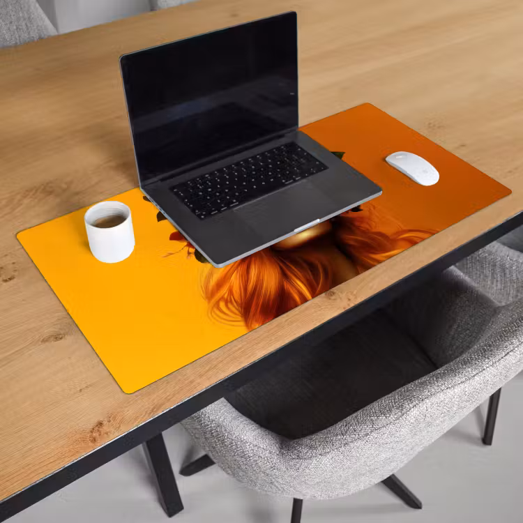 Bureau onderlegger - Vrouw - Citroenen - Bloesem - Geel — 2