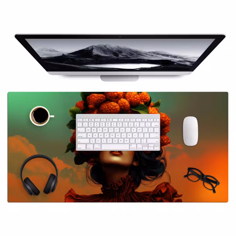 Bureau onderlegger - Vrouw - Frambozen - Bladeren — 3