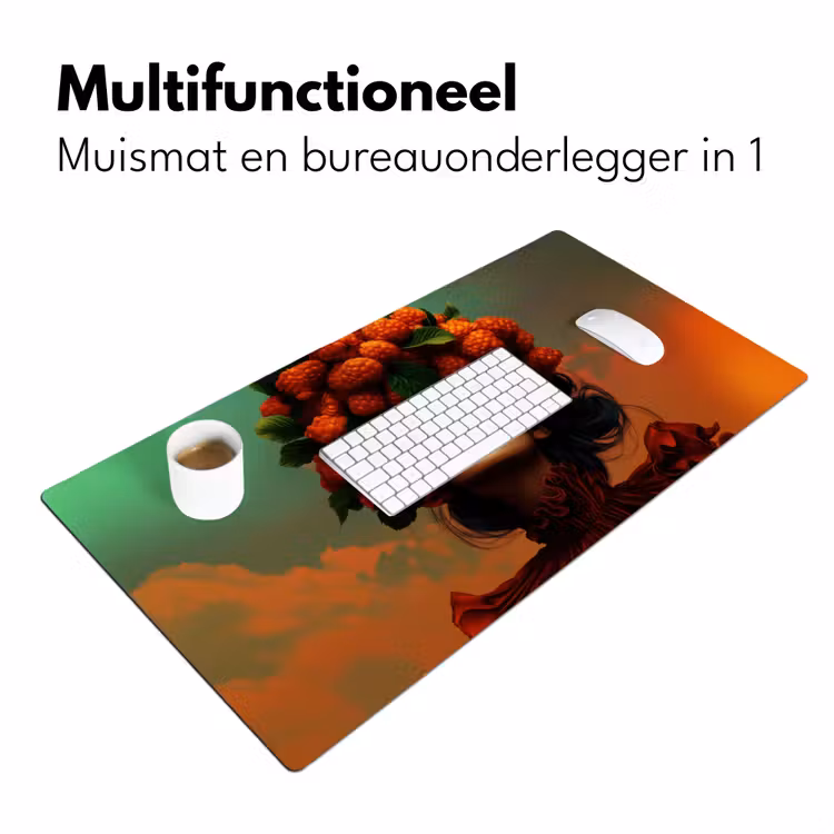 Bureau onderlegger - Vrouw - Frambozen - Bladeren — 6