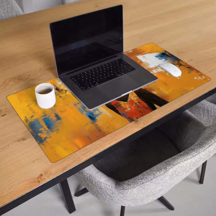 Bureau onderlegger - Vrouw - Ogen - Penseelstreken - Geel — 2