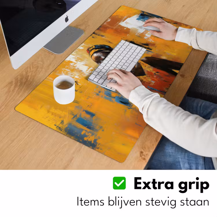 Bureau onderlegger - Vrouw - Ogen - Penseelstreken - Geel — 5