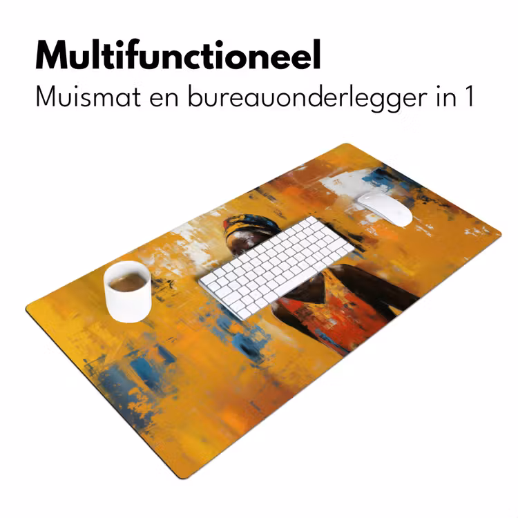 Bureau onderlegger - Vrouw - Ogen - Penseelstreken - Geel — 6