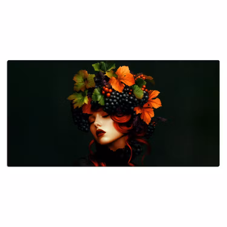 Bureau onderlegger - Vrouw - Rood - Groen - Druiven — 1