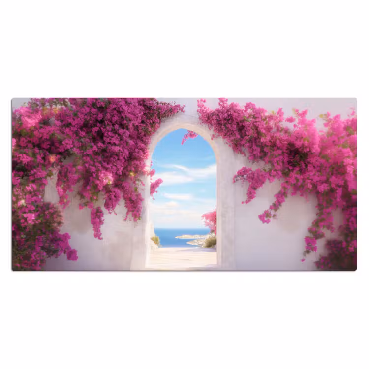 Bureau onderlegger - Zee - Roze - Bloemen - Poort — 1