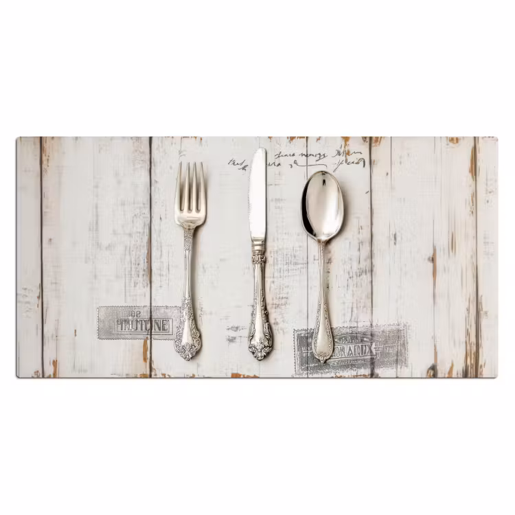 Bureau onderlegger - Zilver - Bestek - Hout — 1
