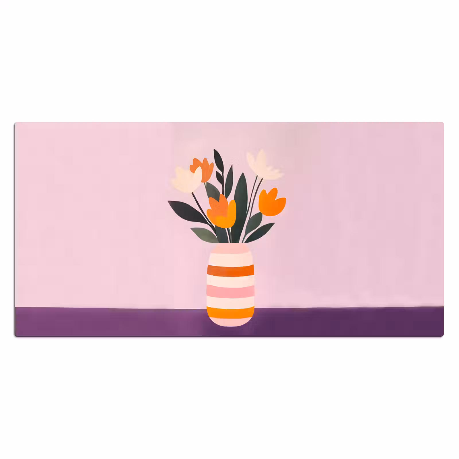 Bureau onderlegger - Tulpen - Vaas - Strepen - Paars — 1