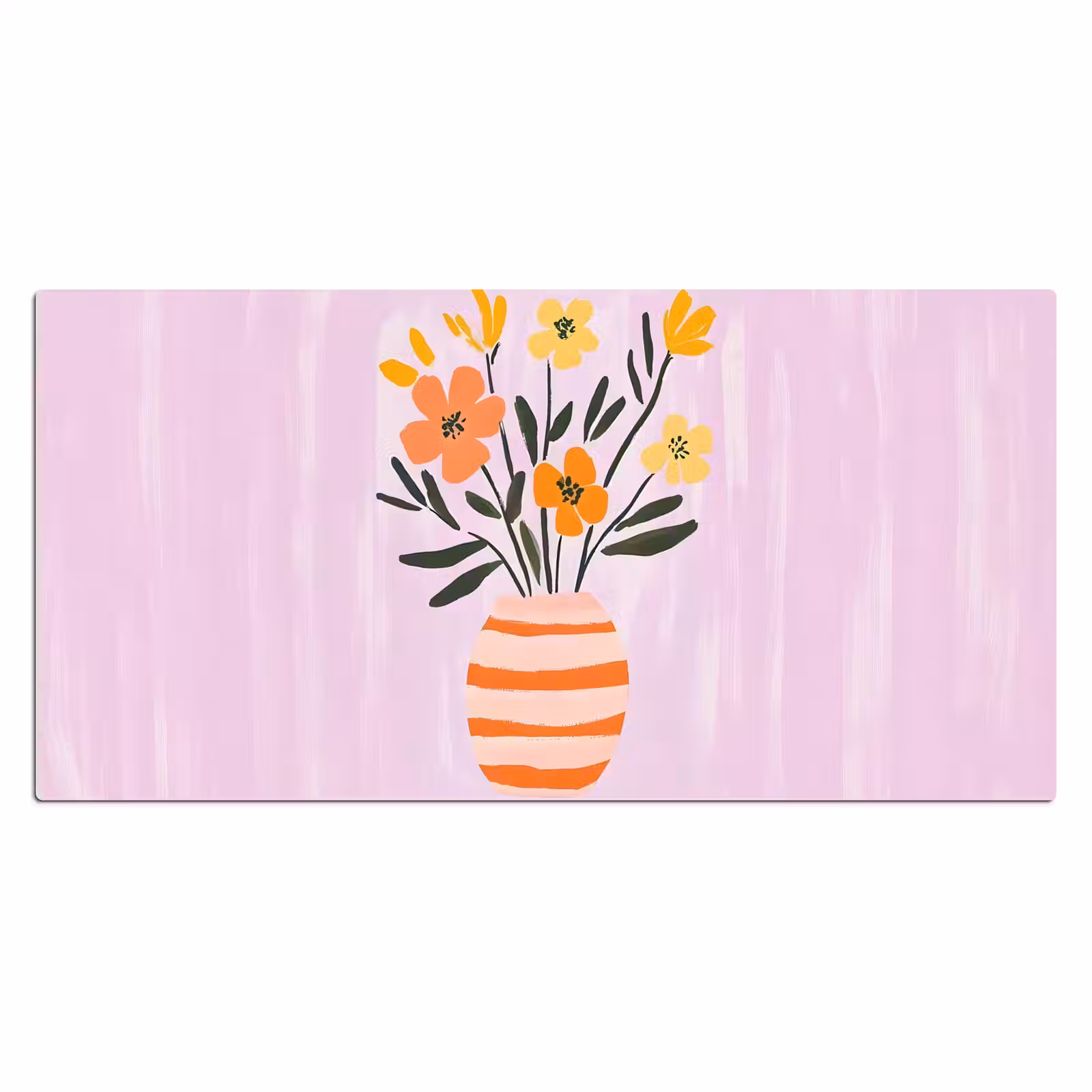 Bureau onderlegger - Vaas - Gestreept - Bloemen - Oranje — 1