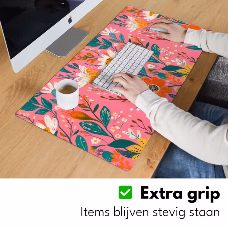 Bureau onderlegger - Roze - Bloemen - Wit - Oranje — 5