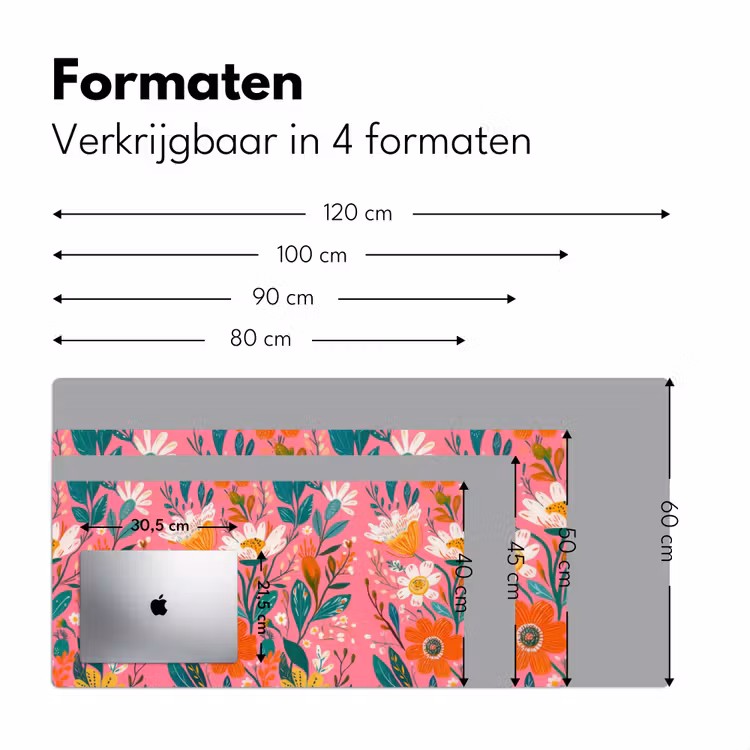 Bureau onderlegger - Roze - Bloemen - Wit - Oranje — 7