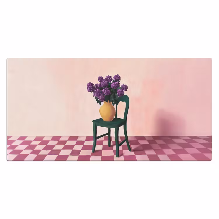 Bureau onderlegger - Stoel - Vaas - Bloemen - Geblokt — 1