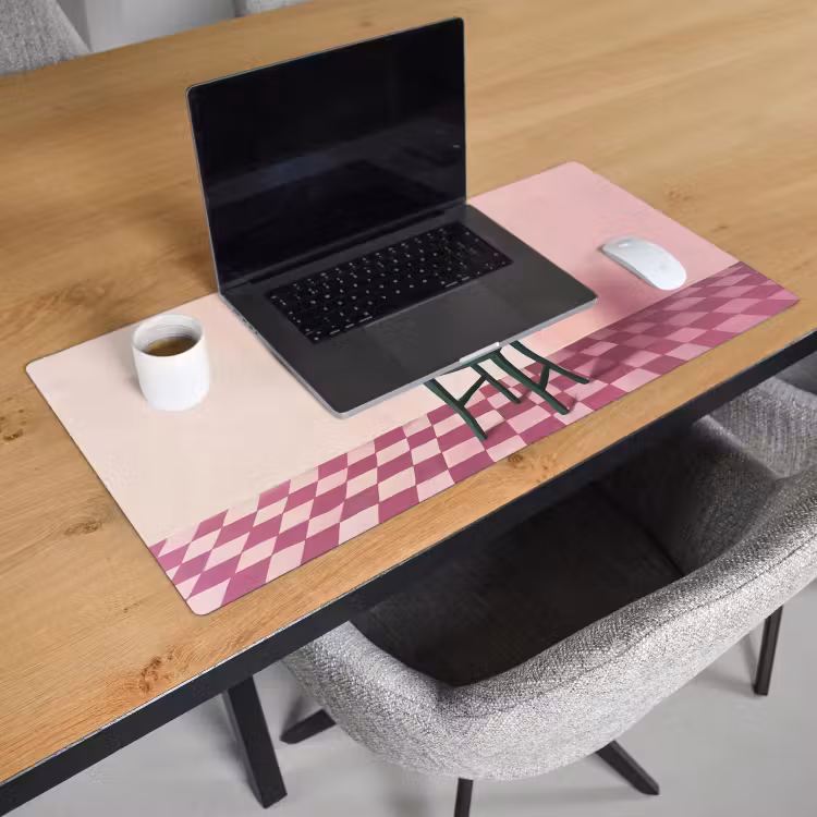 Bureau onderlegger - Stoel - Vaas - Bloemen - Geblokt — 2