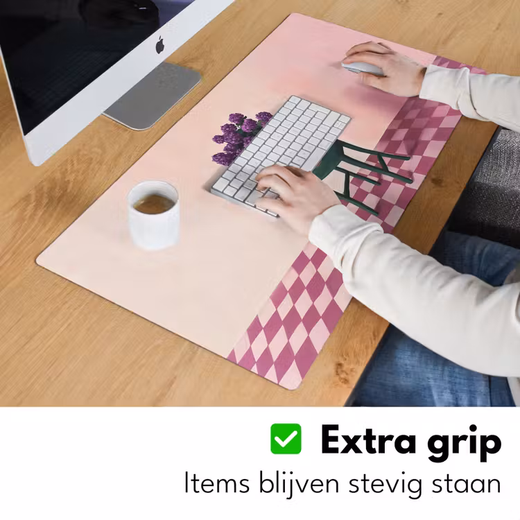 Bureau onderlegger - Stoel - Vaas - Bloemen - Geblokt — 5
