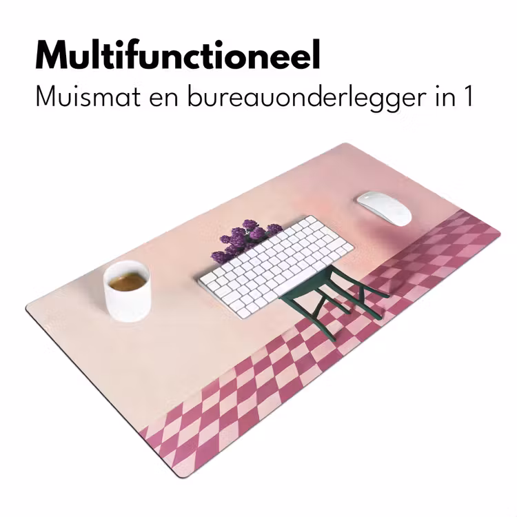 Bureau onderlegger - Stoel - Vaas - Bloemen - Geblokt — 6