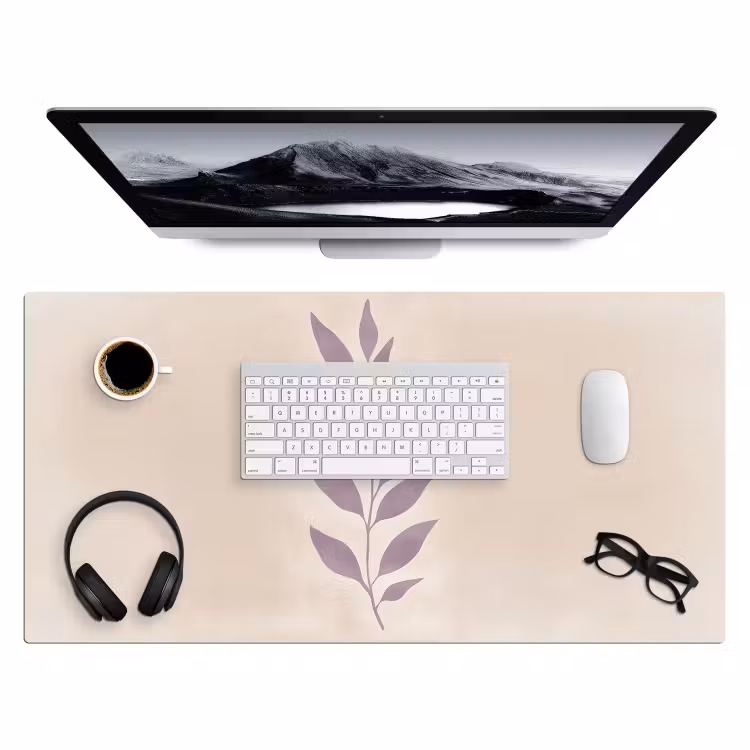 Bureau onderlegger - Tak - Bladeren - Minimalistisch - Beige — 3